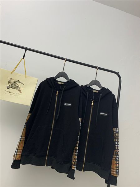 

19ss luxurious brands design bbr sleeve plaid lattice letters print hoodies men women streetwear sweatshirt outdoor jackets, Blue;black