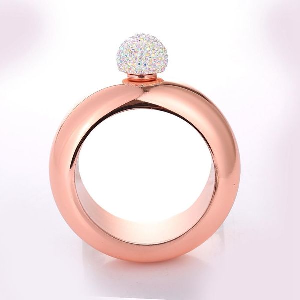 

fashionable 3.5oz stainless steel bracelet bangle hip flask rhinestones lid alcohol whiskey drinkware jewelry for women other dinnerware