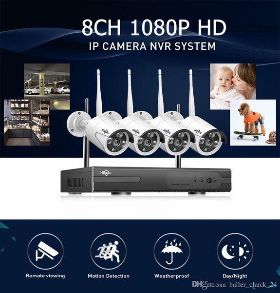 

new hiseeu 8ch wireless cctv system 1080p 1tb 4pcs 2mp nvr ip ir-cut outdoor cctv camera ip security system video surveillance kit