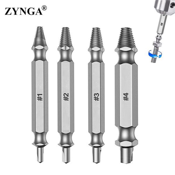 

4pcs damaged screw extractor drill bit set easily take out broken screw,bolt remover stripped screws extractor demolition tools