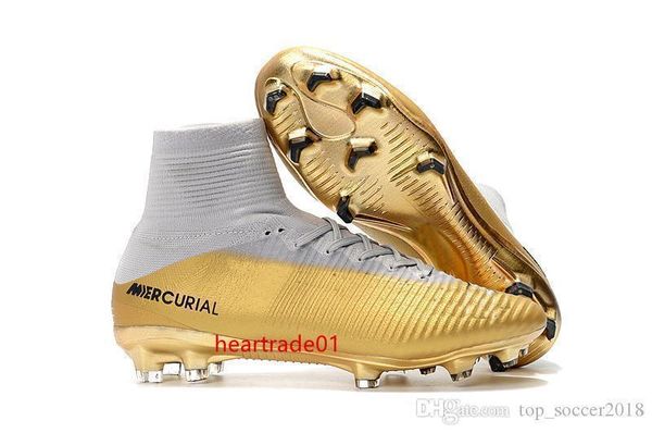 

white gold children cr7 soccer cleats mercurial superfly kids soccer shoes high ankle cristiano ronaldo mens womens football boots