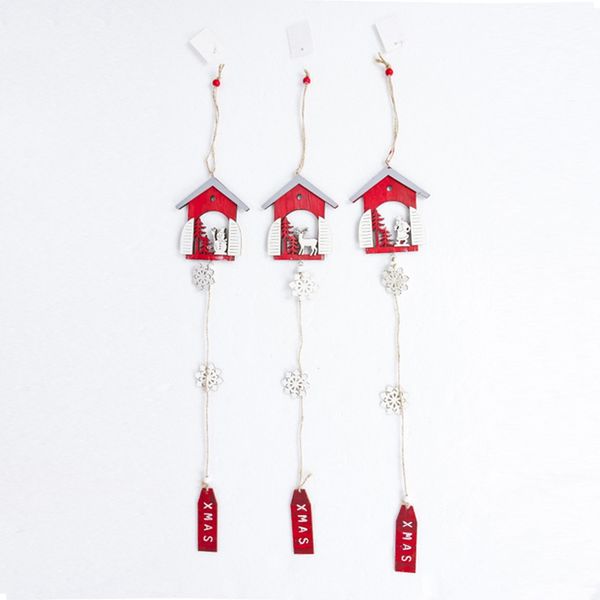 

1pcs christmas santa claus red wooden pendants ornaments house shape xmas tree ornament for christmas party decoration