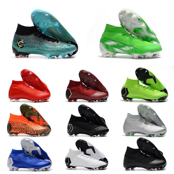 

2019 Mercurial Superfly VI FG KJ 6 XII 12 CR7 Mens High Soccer Shoes Football Boots Cleats Size 39-46
