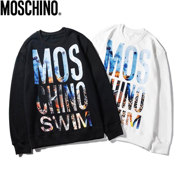 

19fw luxurious brand design moschinos hoodie long sleeve crewneck sweater sweatshirt fashion lettet print pullover hoodie outdoor sweatshirt, Gray;blue