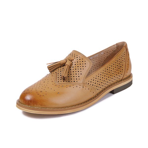 

2019 autumn women oxford shoes hand made flats shoes women genuine leather moccasins slip on loafers, Black