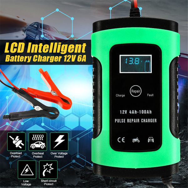 

12v 5a auto car intelligent battery charger jump starter lcd intelligent 100-240v 100ah pulses repair type