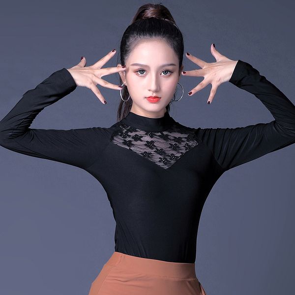 

черные tops танцы для latin dane wear женщины с длинным рукавом школа танцев топы бальных танцев платье competitive латинский танец, Black;red