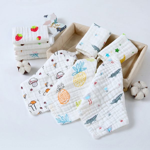 

2qoen washed printed gauze baby saliva towel hand square towel six-layer pure cotton hand saliva kerchief newborn face wash kerchief gauze s
