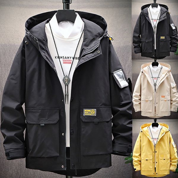 

streetwear jacket men autumn spring casual fashion solid color hoodies outwear coat jaqueta masculino chaqueta hombre, Black;brown