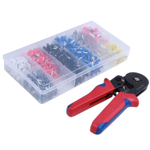 

crimper plier set 0.25-10mm2 self-adjustable ratchat wire crimping tool with 1200 wire terminal crimp connector insulated and
