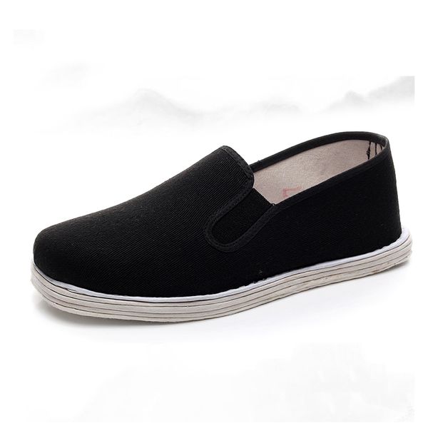 

new arrival men loafers breathable flat shoes light bottom comfortable handmde canvas shoes zapatillas mujer plus size 36-46, Black
