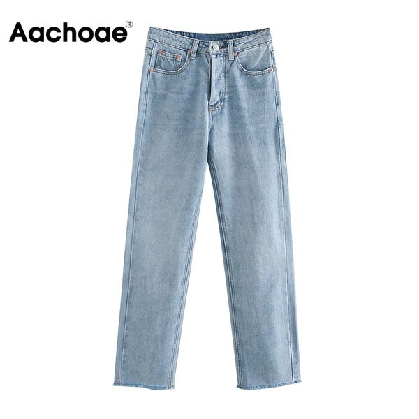 

women retro light blue color long jeans fashion edge baggy denim pants lady button straight casual mom jeans pantalones