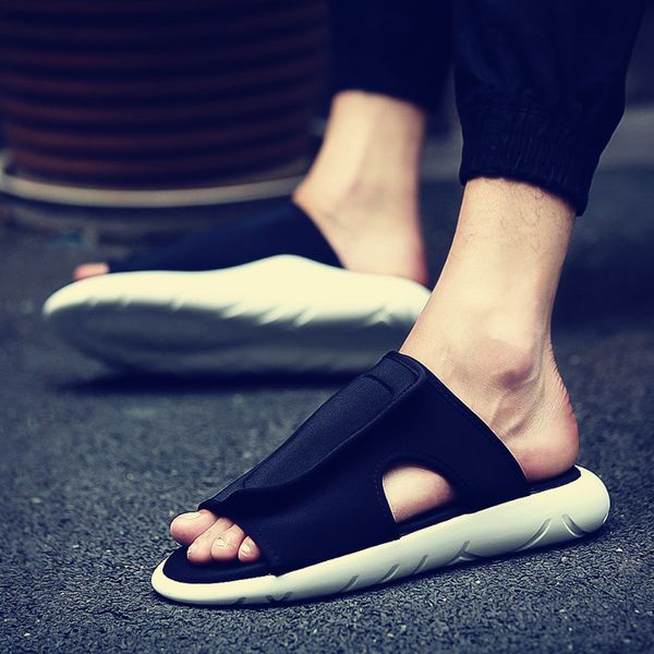 

slipper men's summer sandals men's fashion sandals 2019 new style a- line fashion outdoor, Black