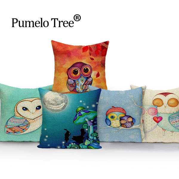 

мультфильм сова cushions обложка синих подушка случаи пользовательские бросьте подушки подарочных наволочки cute печатной наволочку диван де