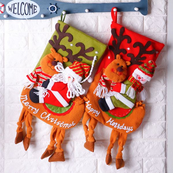 

santa snowman gift holders storage bag pendant christmas tree home decor new year stockings socks ornament xmas decoration 62713