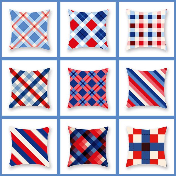 

plaid printed linen pillowcase cushion cover seat 45*45cm sofa home house decorative pillows cover dm179