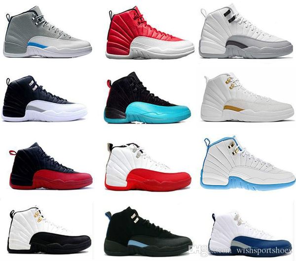 

Newest 12 12s men Basketball shoes white the master Black Nylon flu game taxi playoffs wolf grey wool sports shoes sneaker