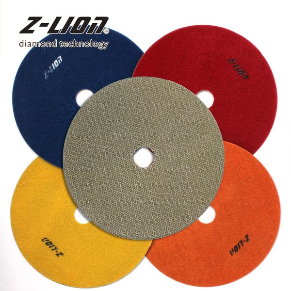 

z-lion 4pcs 6" electroplated diamond polishing pads 150mm sanding discs wet use for concrete glass granite marble grinding tool