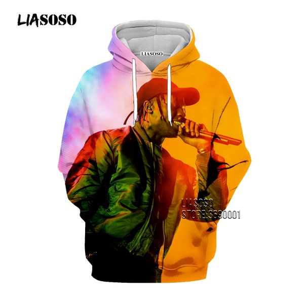 

liasoso rapper singer travis scoastroworld 3d print men's sweatshirt hoody hoodies women casual harajuku hip hop clothes, Black