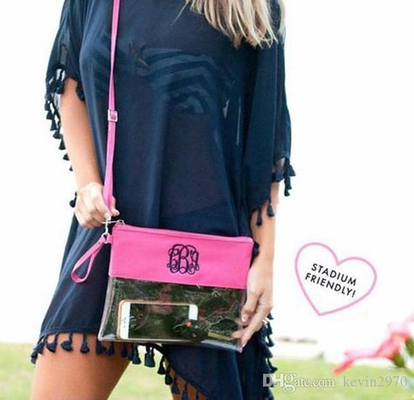 

monogrammed pvc plastic tote bags fashion personal high qulity women handbags stamdium purse bags cluth clear bags