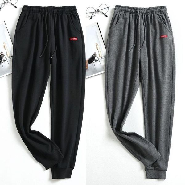 

plus size men casual mid elastic wait outdoor sports pants male solid color hip hop jogging sweatpants 2020 running trousers, Black;blue