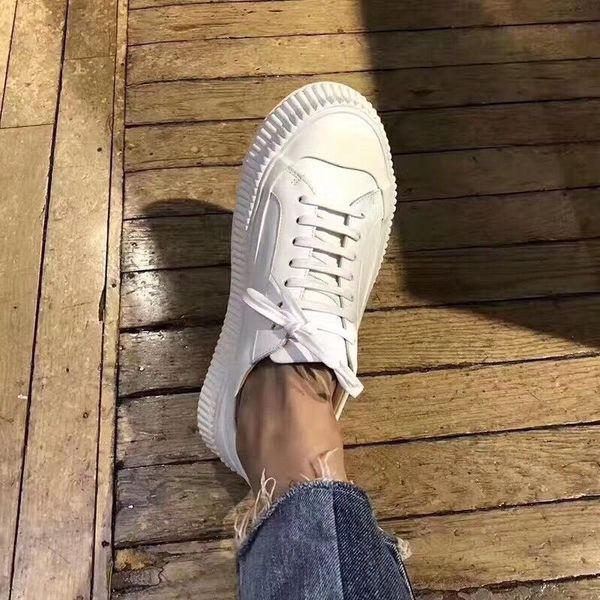 

2020 spring models thick-soled muffins small white shoes female leather one-pedal loafers shallow mouth single shoes wild casual, Black