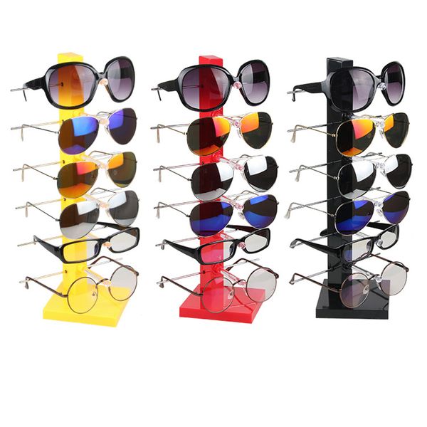 

fashion 6 pairs glasses stand display sunglasses holder eyeglasses frame men women glasses storage rack jewelry organizer shelf, Pink;blue