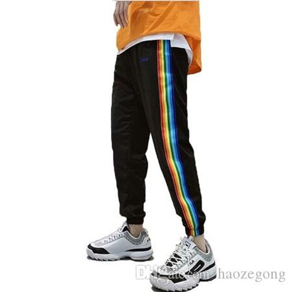 

casual colored striped pants men trousers streetwear joggers pants men fashions xxl hip hop trousers men pants 2019 new, Black