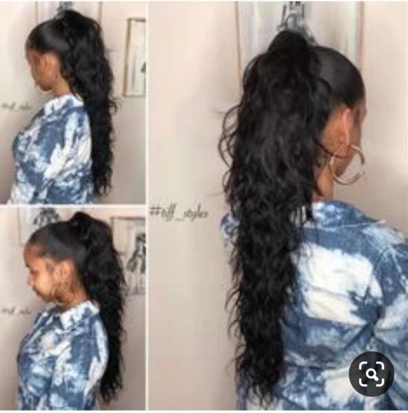 

140g long high wavy extened drawstring ponytail extension for black women curly wavy drawstring pony tail russe