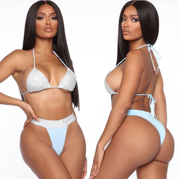 

2020 europe and the united states fast-selling new split drill swimsuit women's bikini yx1220 women swimwear, White;black