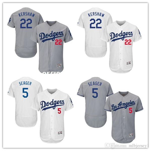 

men's #22 clayton kershaw #5 corey seager home white alternate flexbase stitched jersey 01, Black;blue
