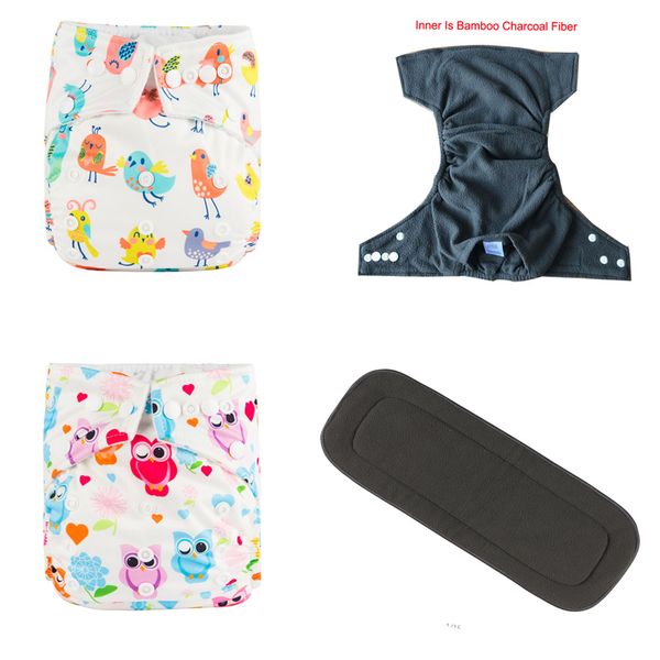 

3.28 pomotion] baby bamboo charcoal diaper covers 3pcs +3pcs bamboo charcoal inserts five layers for pocket nappy manufacturer
