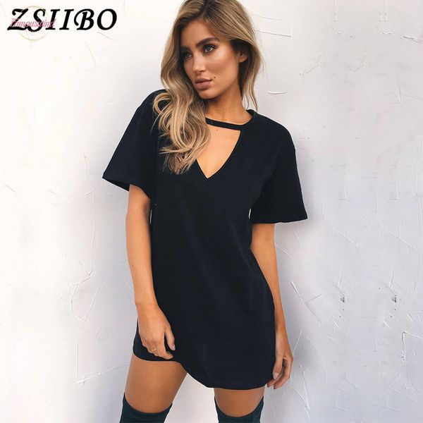 

summer women t shirt choker v neck summer short sleeve casual v neck halter drop shipping good quality, White
