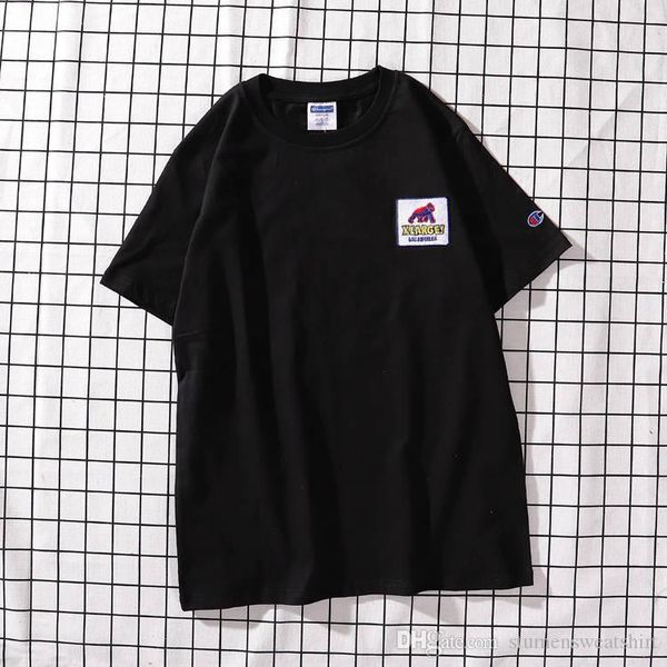 

новые чемпионы дизайнер мужчины футболка мода прилив бренд бутик тройники животных вышивка значок тенденция хлопок свободные большой размер, White;black