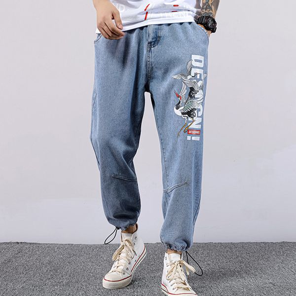 

large size 28-48 men jeans 2020 all season new jeans loose printing fashion male daily high quality, Blue