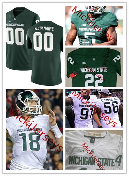 

michigan state spartans футбол джерси даркез деннард кирк казинс клинтон джонс левеон белл перси сноу бубба смит спартанцы джерси, Black