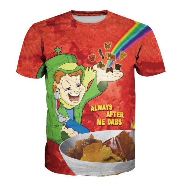 

новый европейский стиль мультфильм всегда после меня мазки футболка 3d печати мужчины/женщины унисекс лето круглый воротник с коротким рукав, White;black