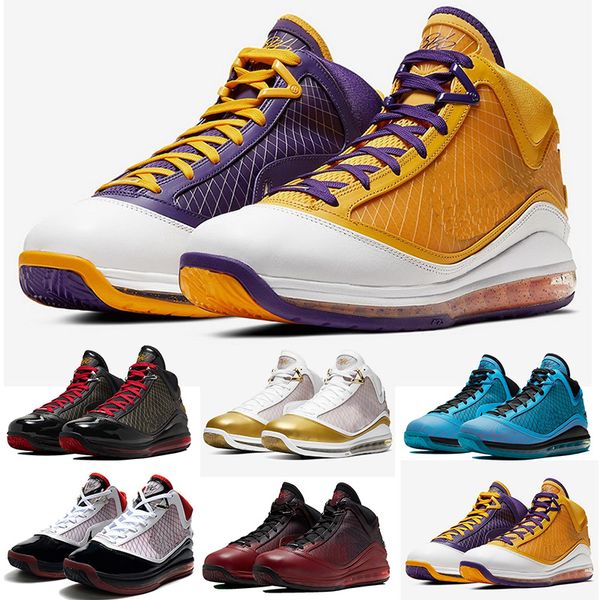 

new lebrons 7 7s fresh bred fairfax varsity red men basketball shoes king equalit lightyear mens designer sneakers trainers 40-46, White;red
