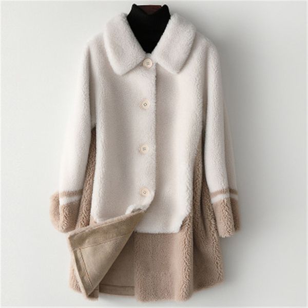 

2020 women fashion real genuine sheep fur coat h1, Black