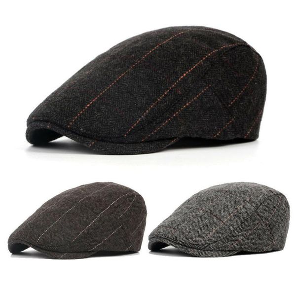 

menÂ´s flat hat beret herringbone newsboy hat, Blue;gray