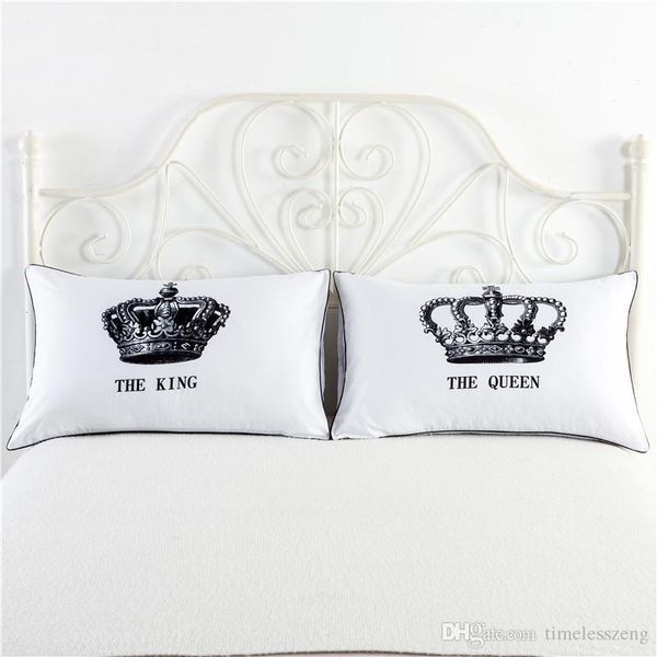 White King Queen Pillow Cases Love Couple Pillowcase His And Hers