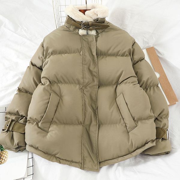 

mooirue women winter warm parka turtleneck casual vintage outwear harajuku jackets cotton-padded loose korean style coats, Black