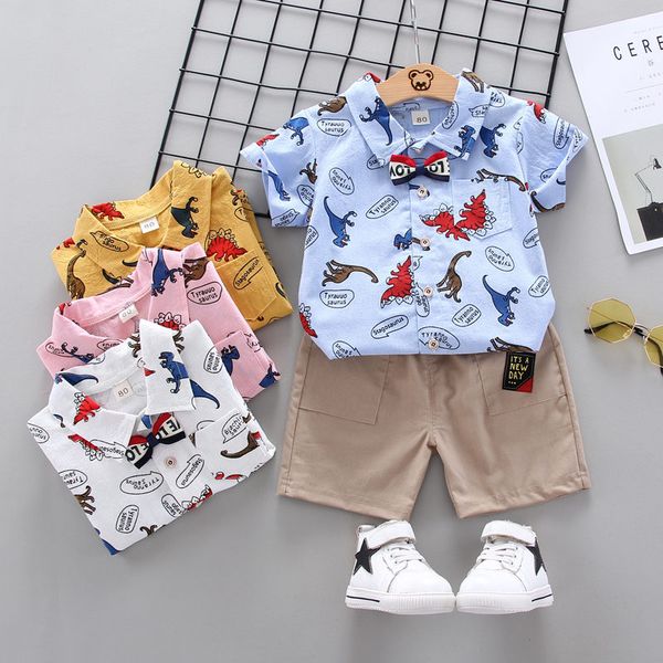 

дети хлопок одежда лето baby boy мультфильм печатные динозавр рубашка шорты 2pcs / наборы infant kid мода малыши tracksuit, White