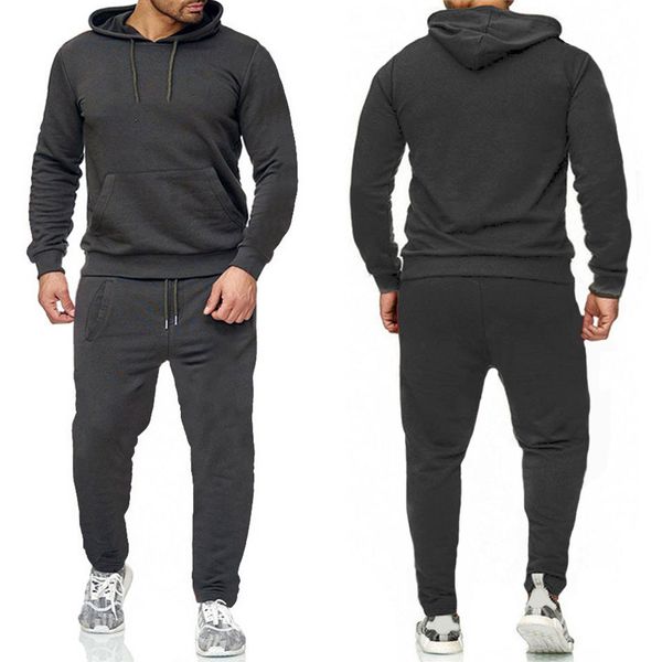 

mens tracksuits letter print fleece sweatsuits fashion hommes jogger fit suits pollover hooded hoodies casual long pants outfits zrtz2jt, Gray