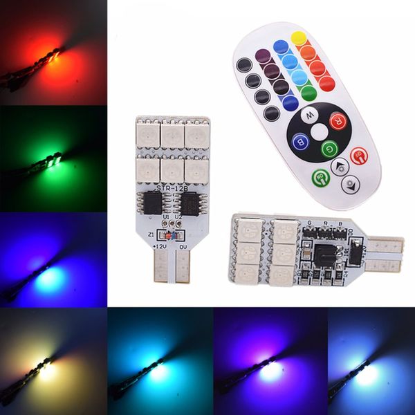 

icoco 12 led colorful rgb remote control car dome light t10 led bulbs reading lights vehicle indicator lamp dc12v