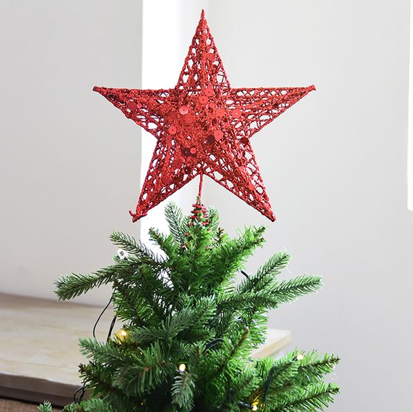 

hollowed-out christmas tree sparkle star glittered hanging xmas tree er decoration ornaments home decor (red