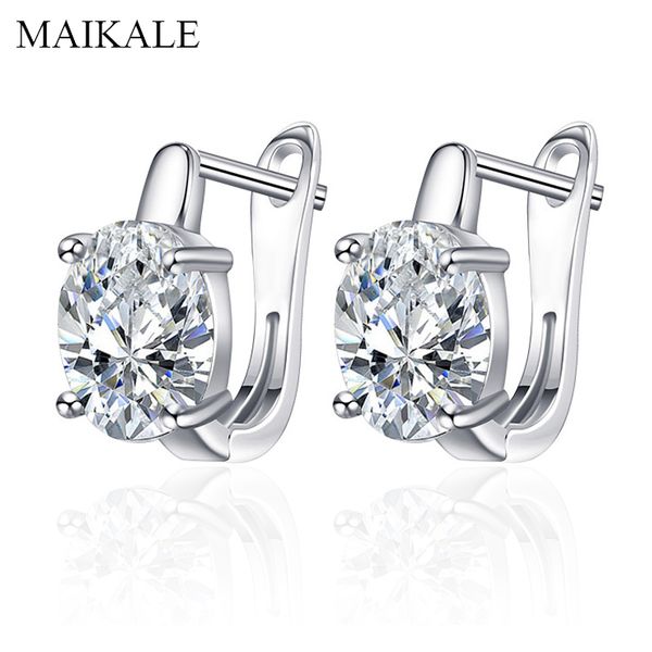 

maikale simple gold silver color stud earrings inlay round cubic zirconia beads cz small earrings for women party jewelry gifts, Golden;silver