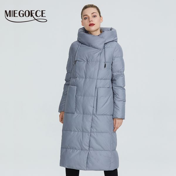 

miegofce 2019 women winter jacket windproof coat with stand-up collar and hood women parka made of biopuh will protect from cold y190926, Black;white