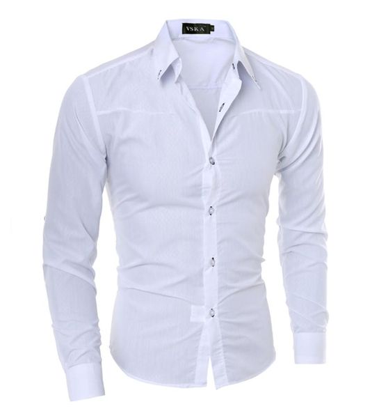 Camicia da uomo nuovo arrivo maschio tinta unita collo alla coreana smoking da lavoro camicia casual a maniche lunghe camicie eleganti in cotone M-5XL