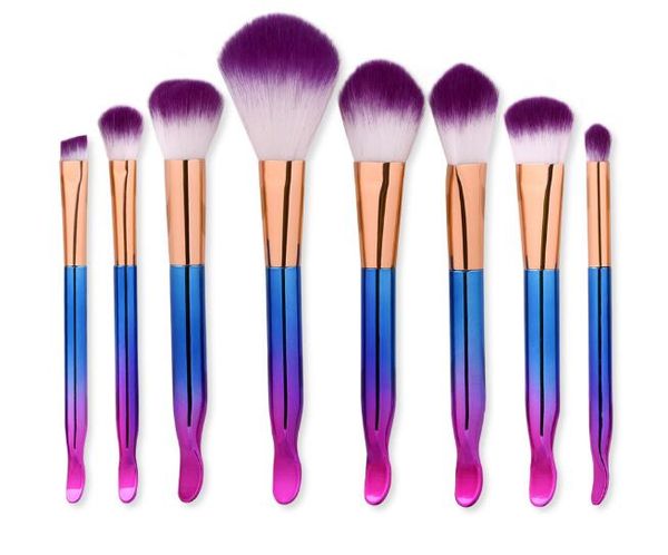 

beauty tools 8pcs makeup eye brushes set colorful plastic handle brush